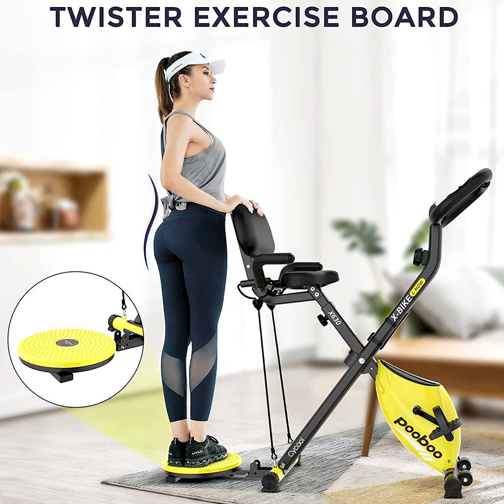 Exercise bike folded for storage