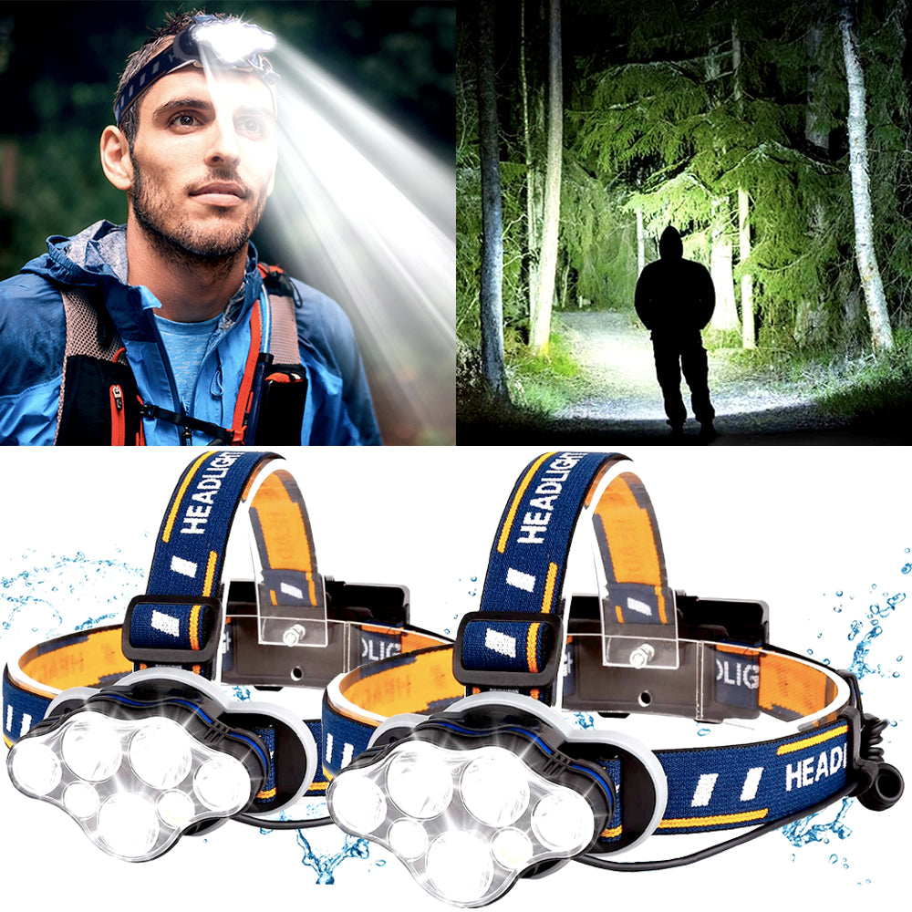 Rechargeable headlamp zoom beam and tilting head