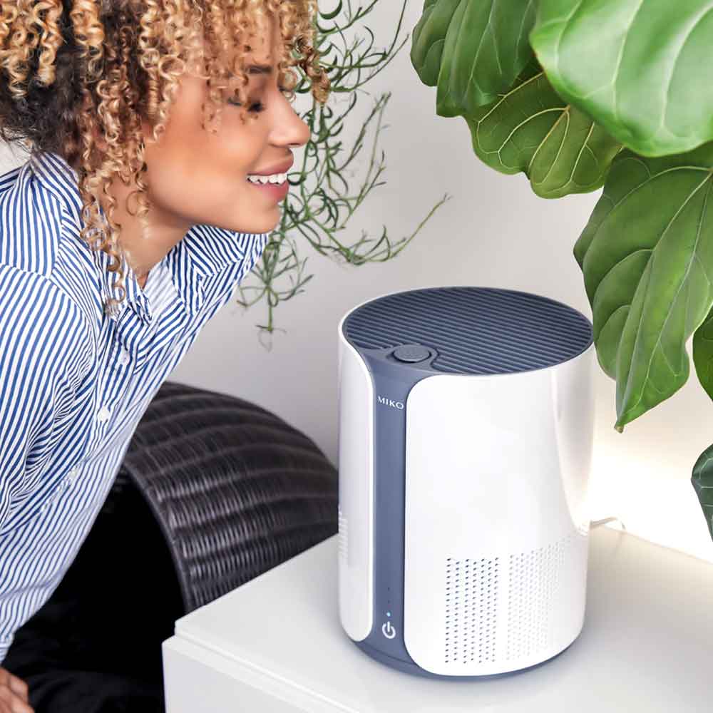 Air purifier in a bedroom