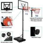 Backboard frame, edge protection, adjustable height and fillable base