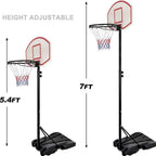 Kids hoop shown at its 5.4 ft and 7 ft heights