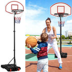 Mother and child at the kids hoop beside a court