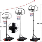 Kids hoop height adjusting from about 5.3 to 7 feet