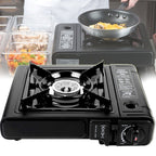 Portable butane camping stove with carrying case