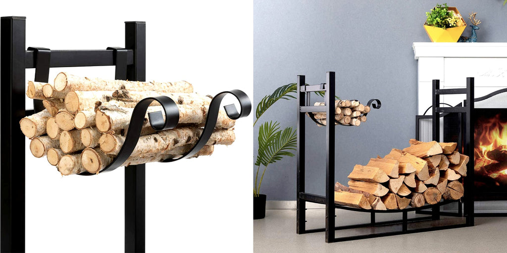 Kindling holder on the side of the firewood rack