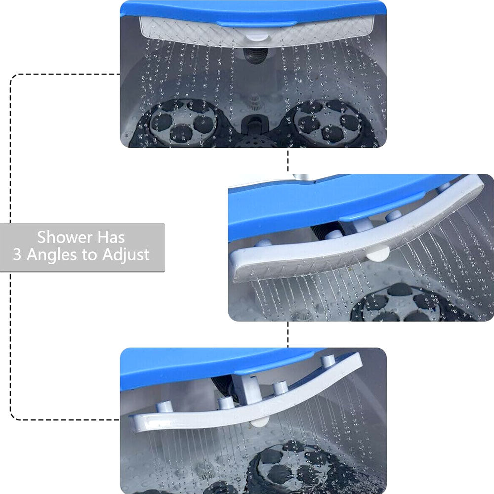 Foot spa with calf shower bar and removable massage surface
