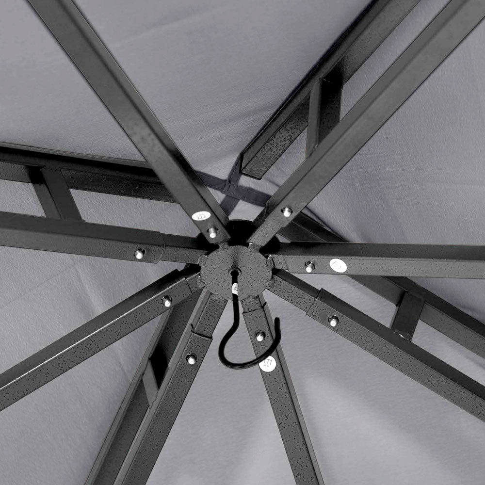 Center hook under the gazebo roof for a light or fan