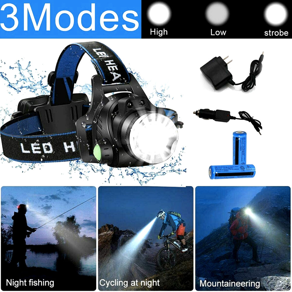 High, low and strobe modes for night fishing, cycling and mountaineering