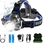 Headlamp with batteries, chargers, cable and storage case