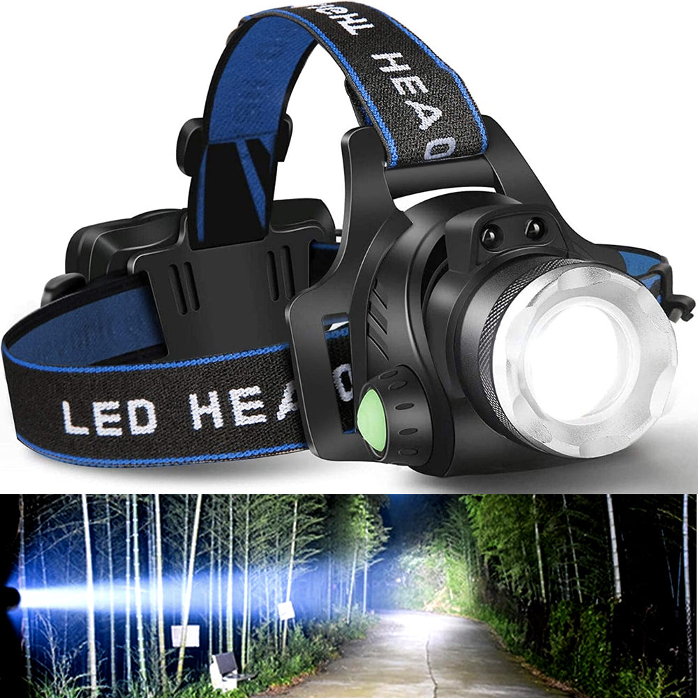 Rechargeable zoom LED headlamp with a bright beam
