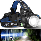 Rechargeable zoom LED headlamp with a bright beam
