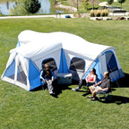 Cabin tent interior with room dividers