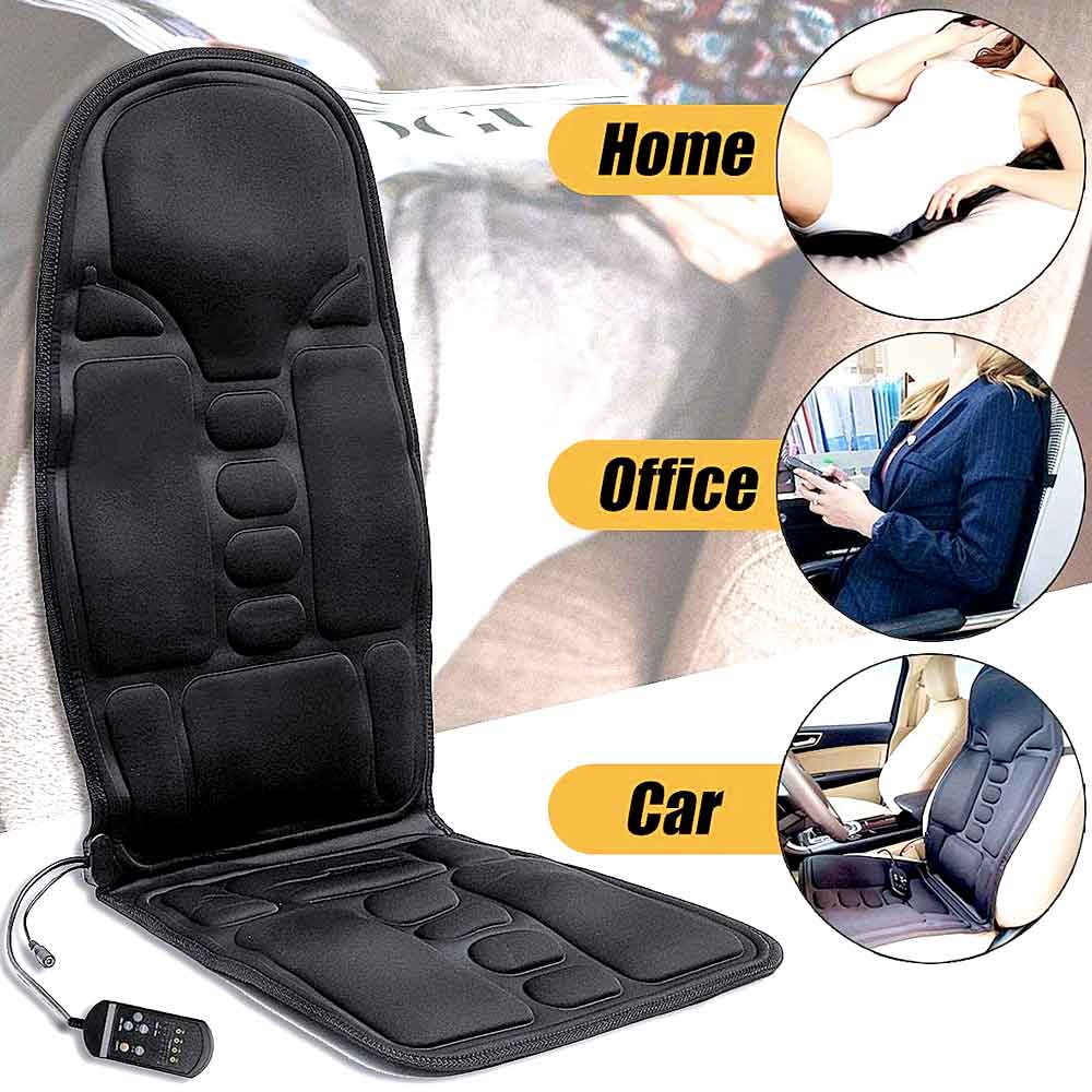 Heated massage chair pad on a cozy home chair