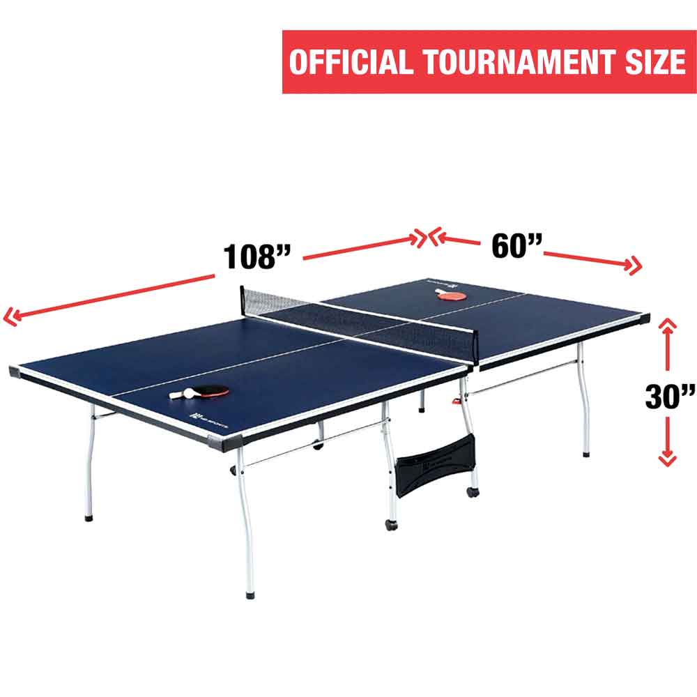 Ping pong table dimensions: 108 x 60 x 30 inches