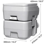 Portable camping toilet cleaned and ready for storage