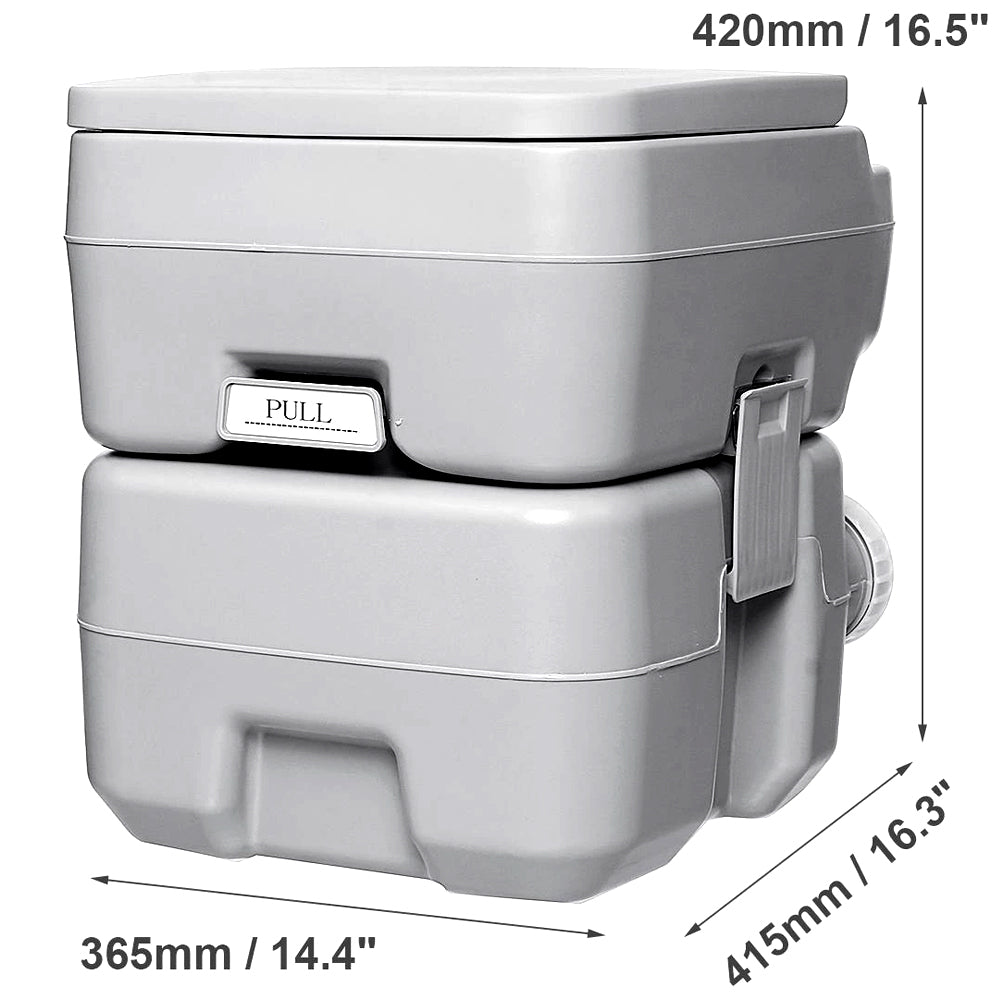 Portable camping toilet cleaned and ready for storage