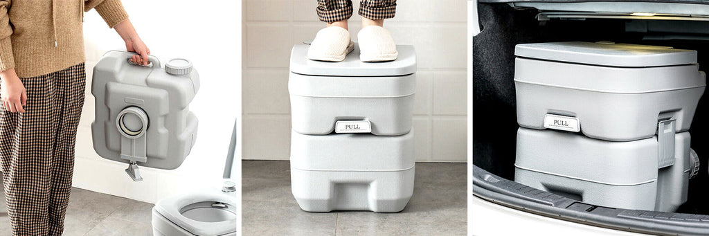 Portable toilet with separate clean-water and waste tanks