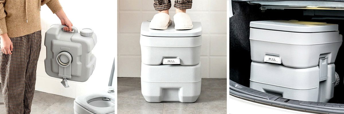 Portable toilet with separate clean-water and waste tanks