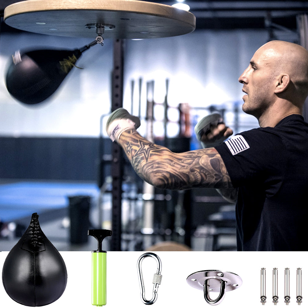 Black speed bag set with pump, swivel and hardware