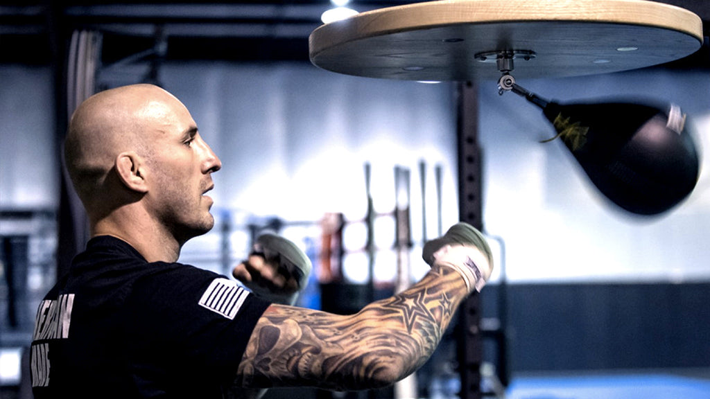 Boxer working the speed bag