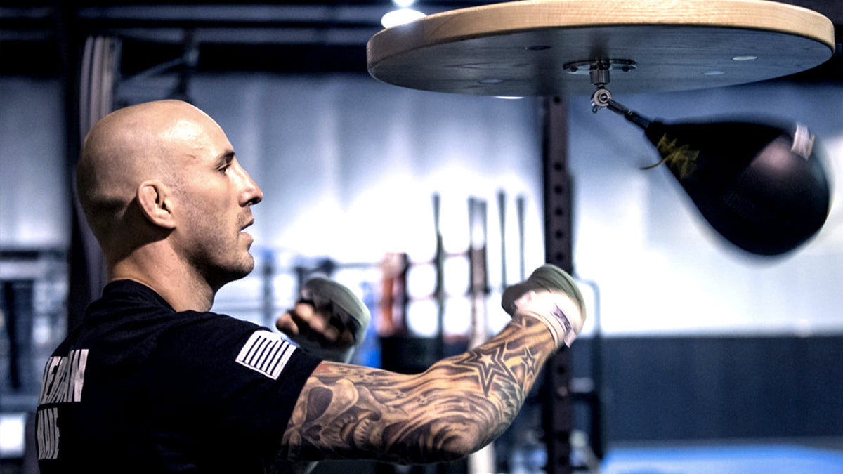 Boxer working the speed bag