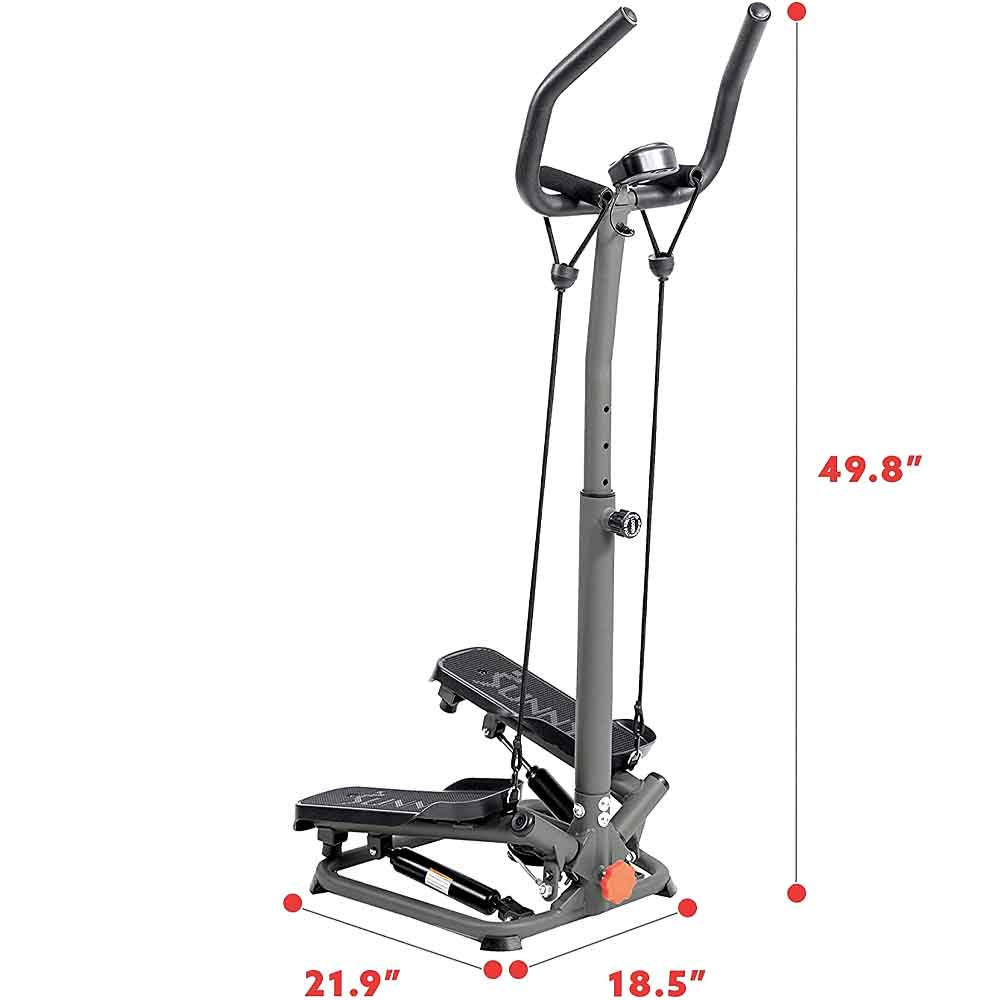 Silver stepper dimensions: 49.8 inches tall, 21.9 x 18.5 inch footprint
