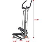 Silver stepper dimensions: 49.8 inches tall, 21.9 x 18.5 inch footprint