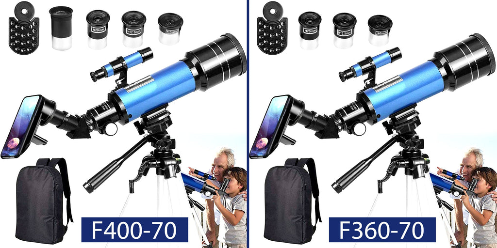The 400 mm and 360 mm telescope models side by side
