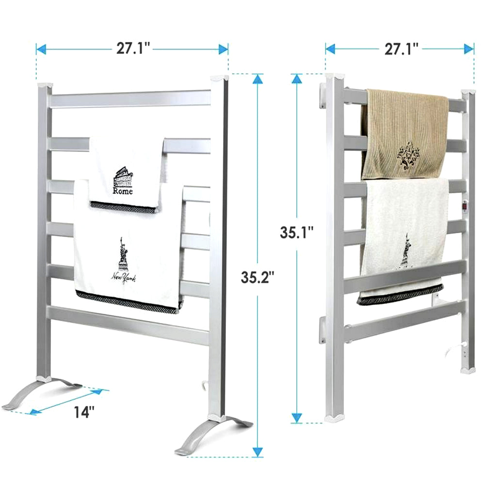 Towel warmer dimensions, freestanding and wall-mounted