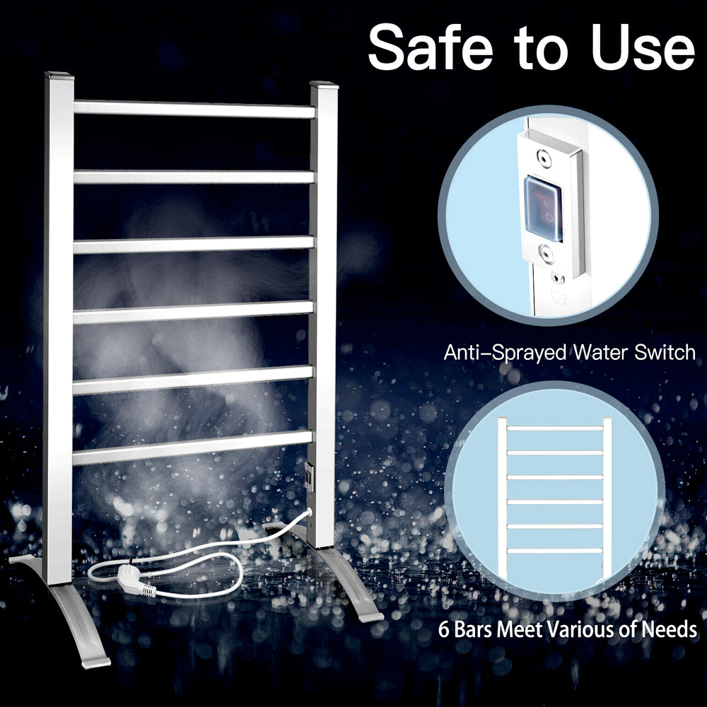 Splash-covered on/off switch on the towel warmer