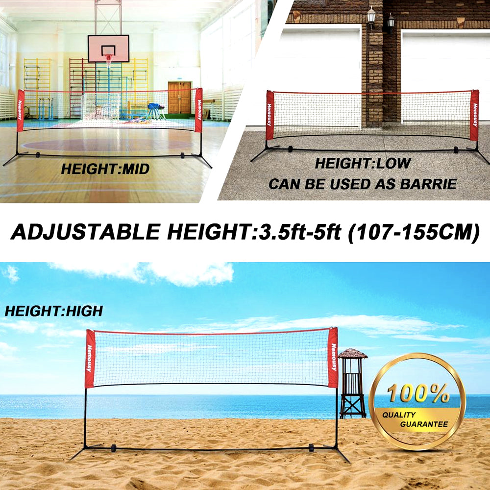 Net height adjusting from 3.5 to 5 ft for indoor or beach play