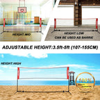Net height adjusting from 3.5 to 5 ft for indoor or beach play
