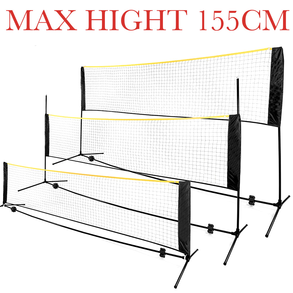 Net set to its maximum height of about 155 cm