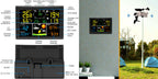 Console readings, back panel and the outdoor sensor in a garden