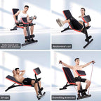 Workout examples: leg extensions, ab curls, sit-ups and arm curls