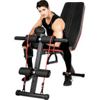 Man doing arm curls on the bench's padded curl pad