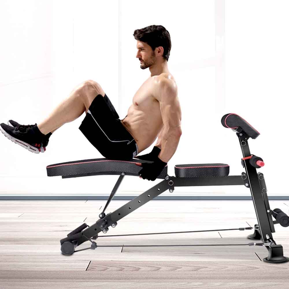 Man doing sit-ups on the bench in decline position