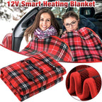 Plaid heated blanket folded for travel