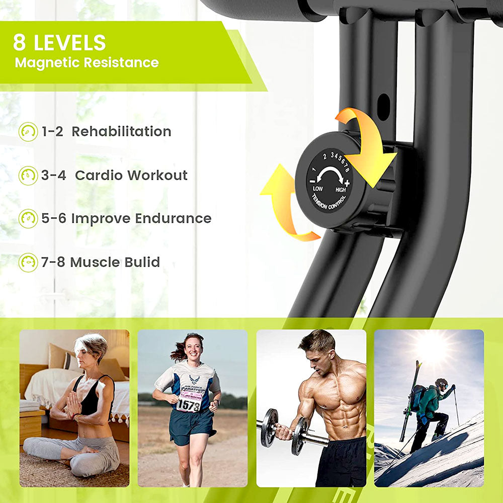 8-level magnetic resistance knob on the exercise bike