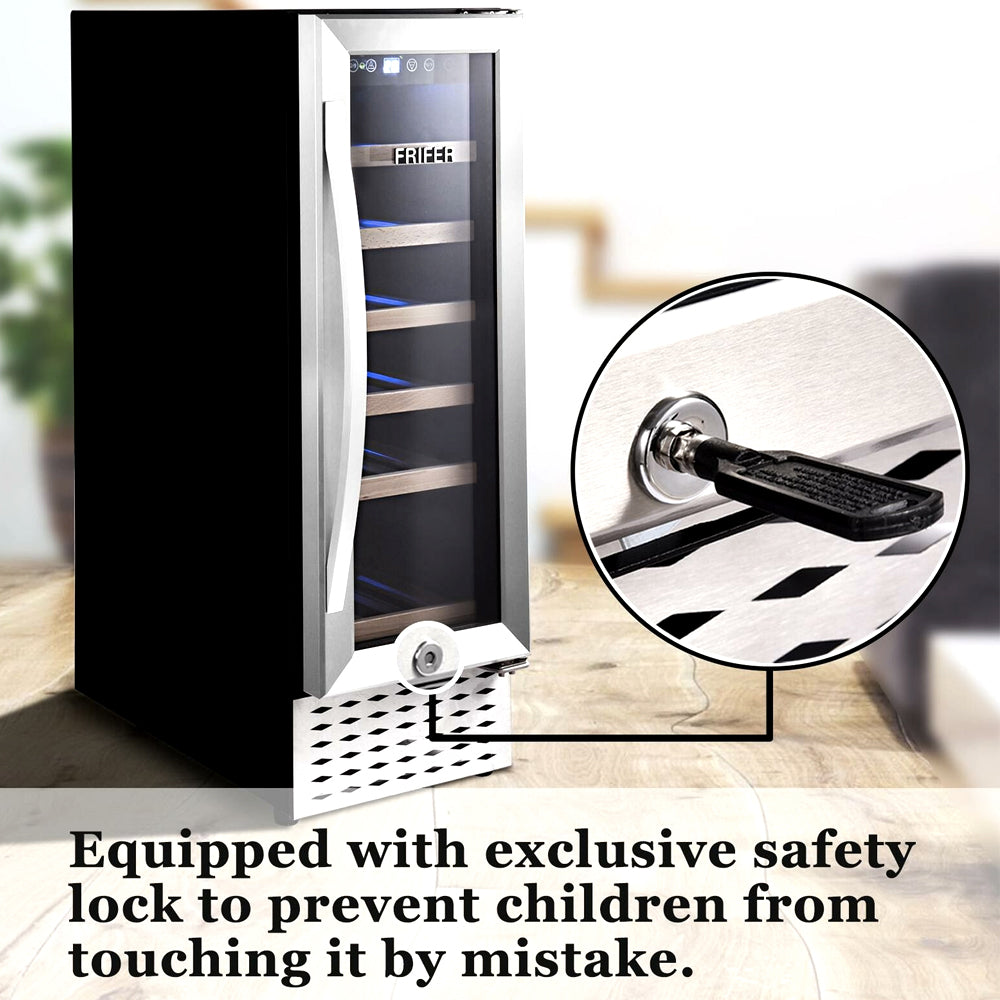 Wine cooler door safety lock with key