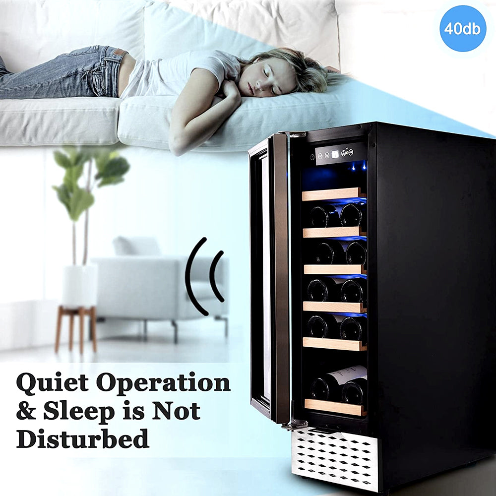 Quiet wine cooler running in a bedroom
