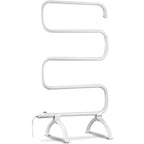 White heated towel warmer rack, empty