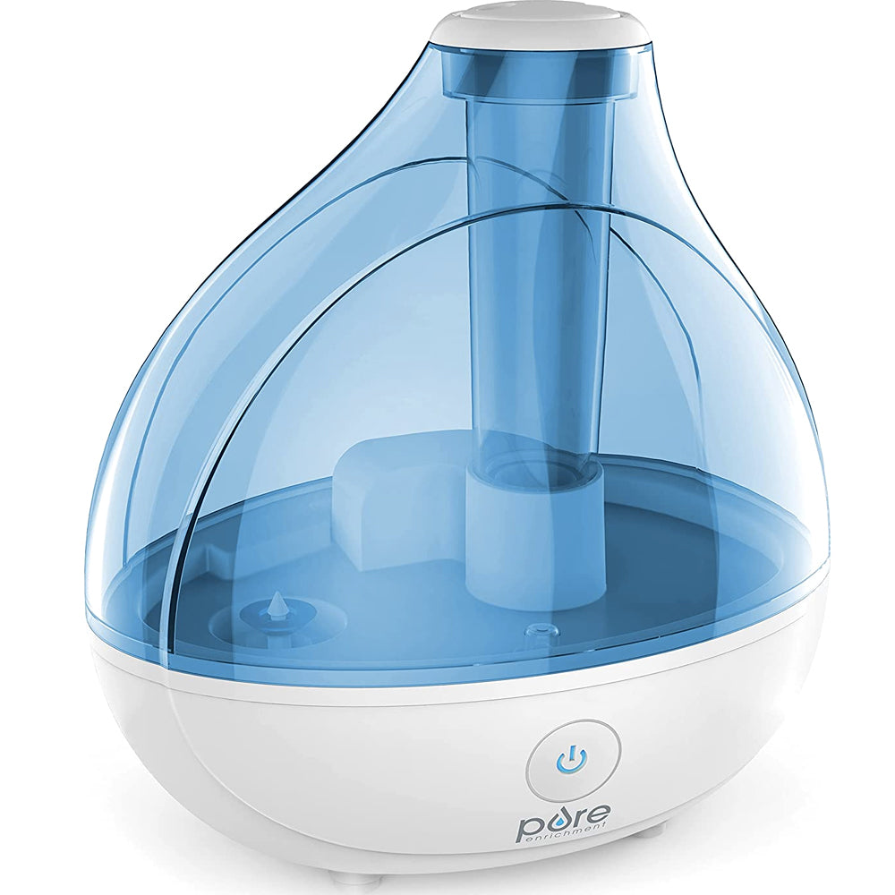 Blue teardrop-shaped cool mist humidifier