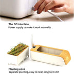 Hydroponic garden power port and removable planting tray