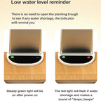 Low water indicator light on the hydroponic garden