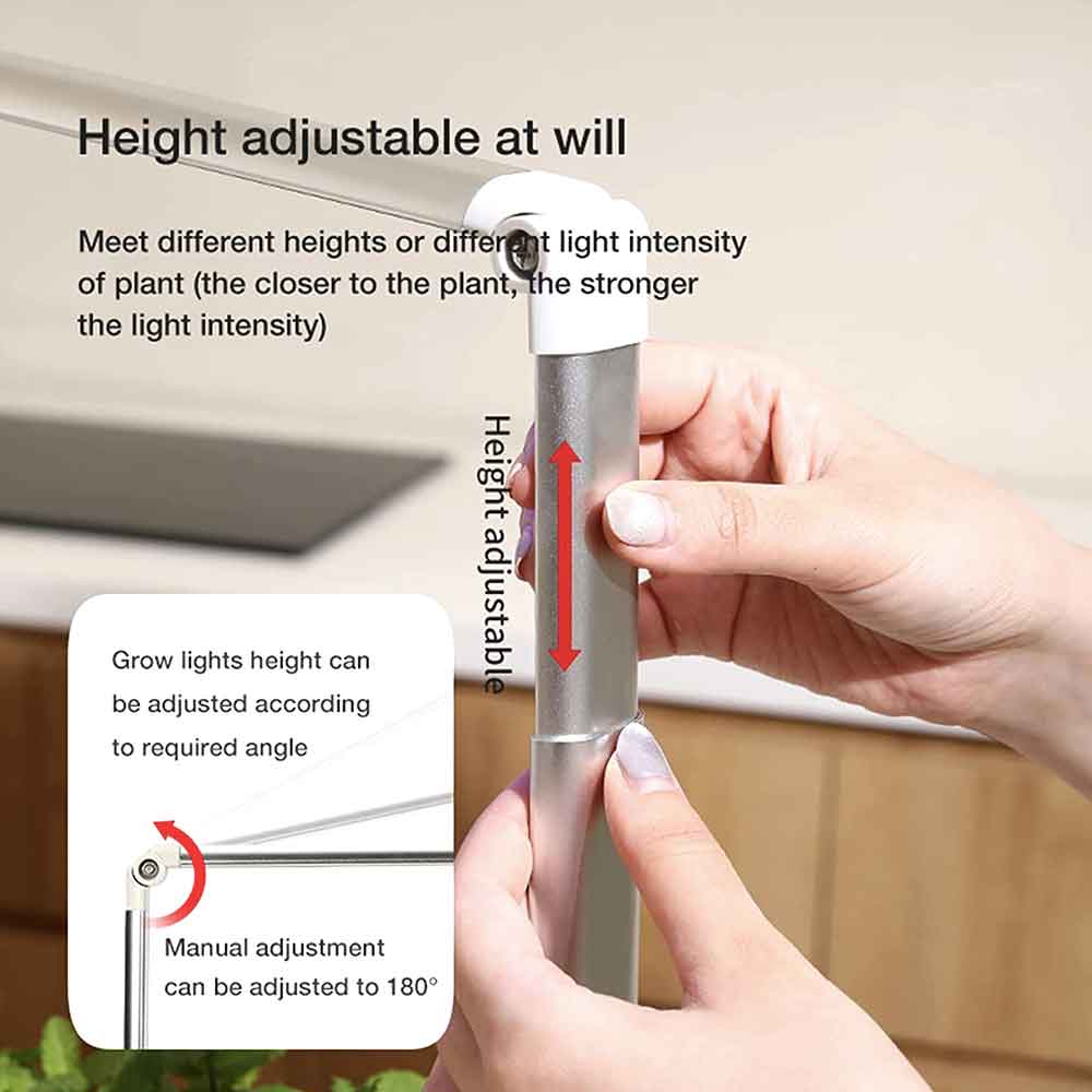Height-adjustable LED grow light arm