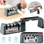 Foldable knife sharpener with 360° rotating handle