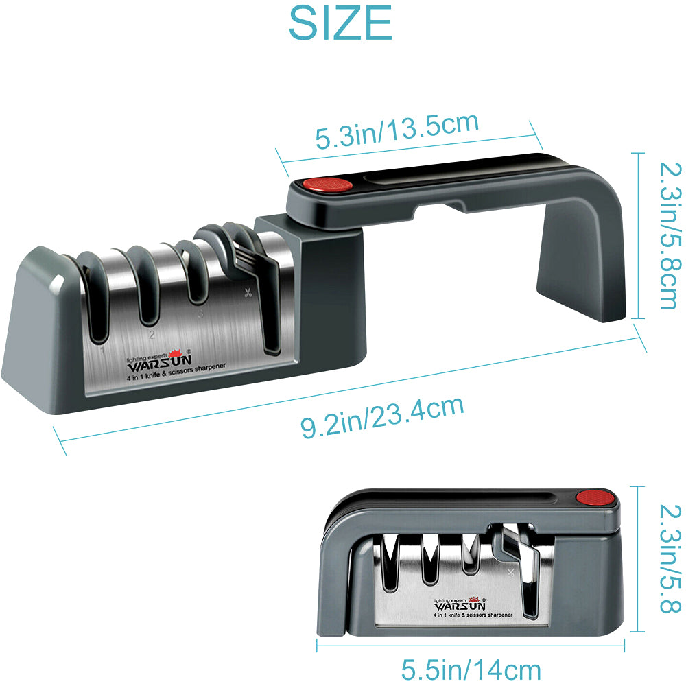 Knife sharpener dimensions, folded and unfolded