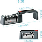 Knife sharpener dimensions, folded and unfolded
