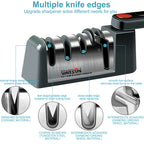 Sharpener stages for coarse, fine and scissor sharpening